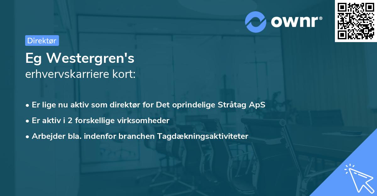 Eg Westergren's erhvervskarriere kort