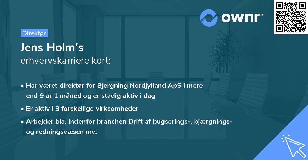 Jens Holm's erhvervskarriere kort