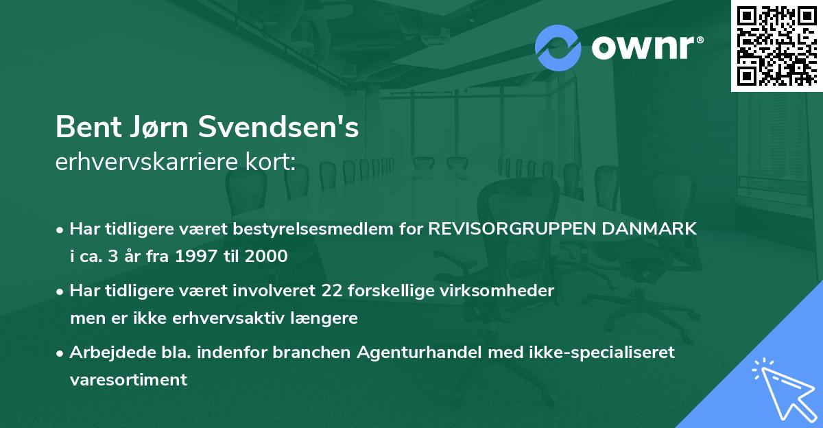 Bent Jørn Svendsen's erhvervskarriere kort