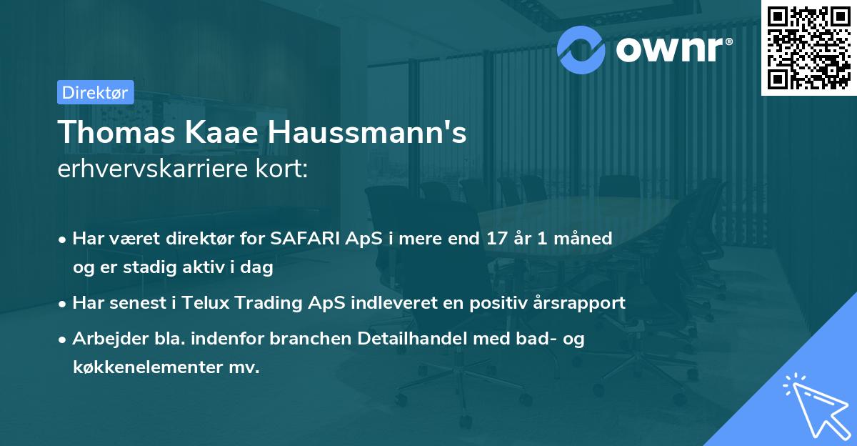 Thomas Kaae Haussmann's erhvervskarriere kort