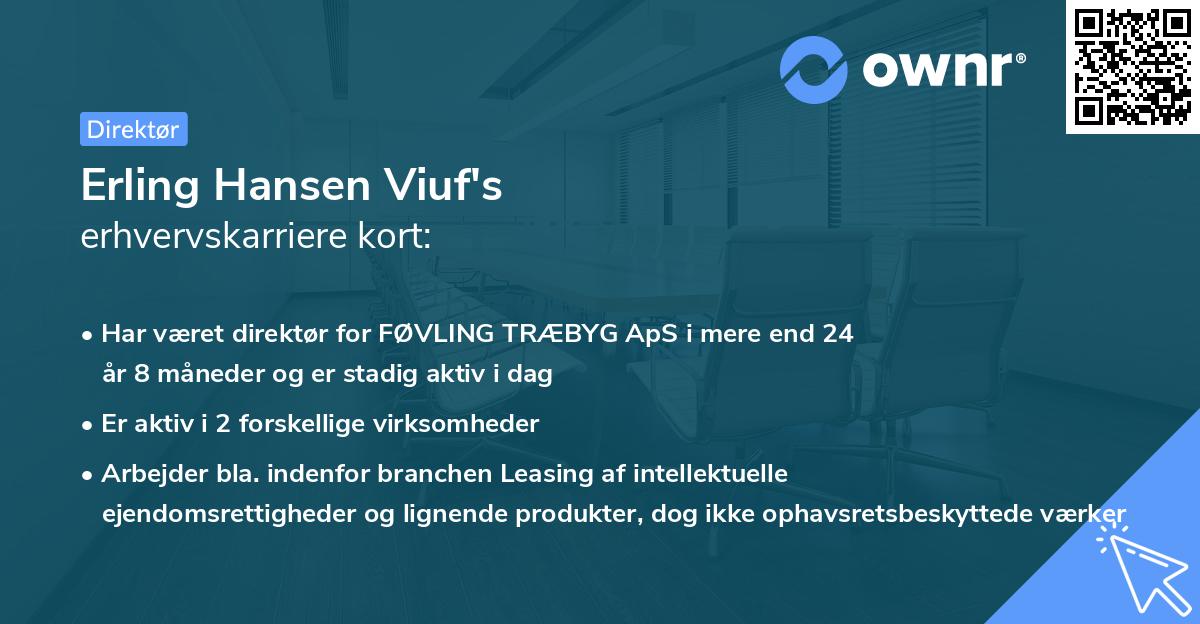 Erling Hansen Viuf's erhvervskarriere kort