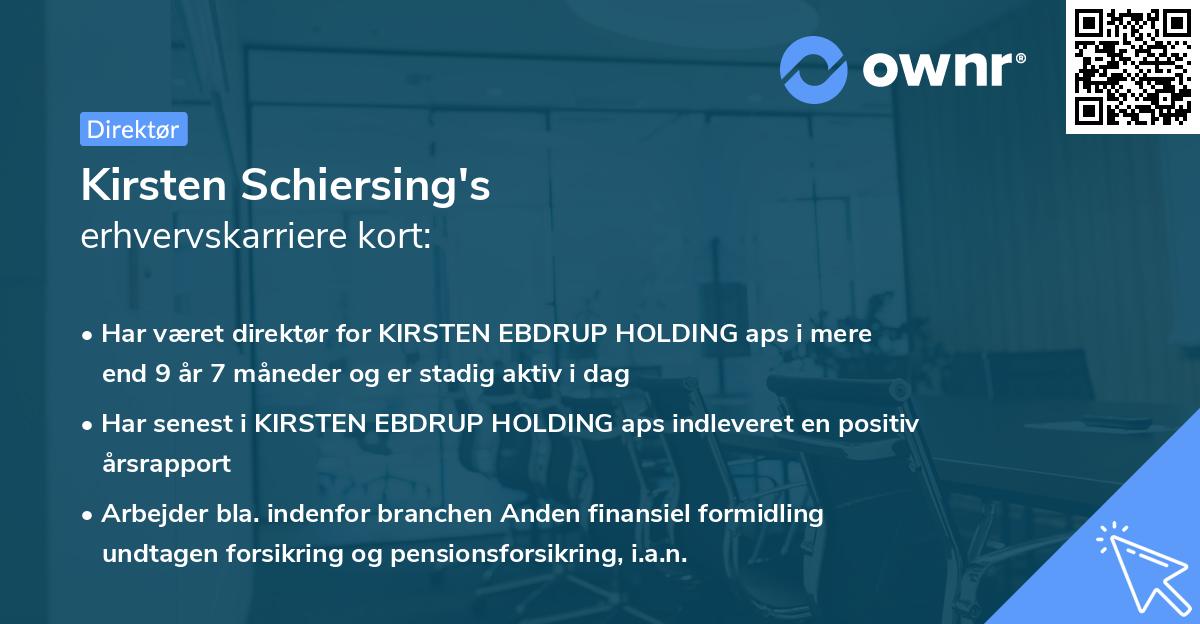 Kirsten Schiersing's erhvervskarriere kort