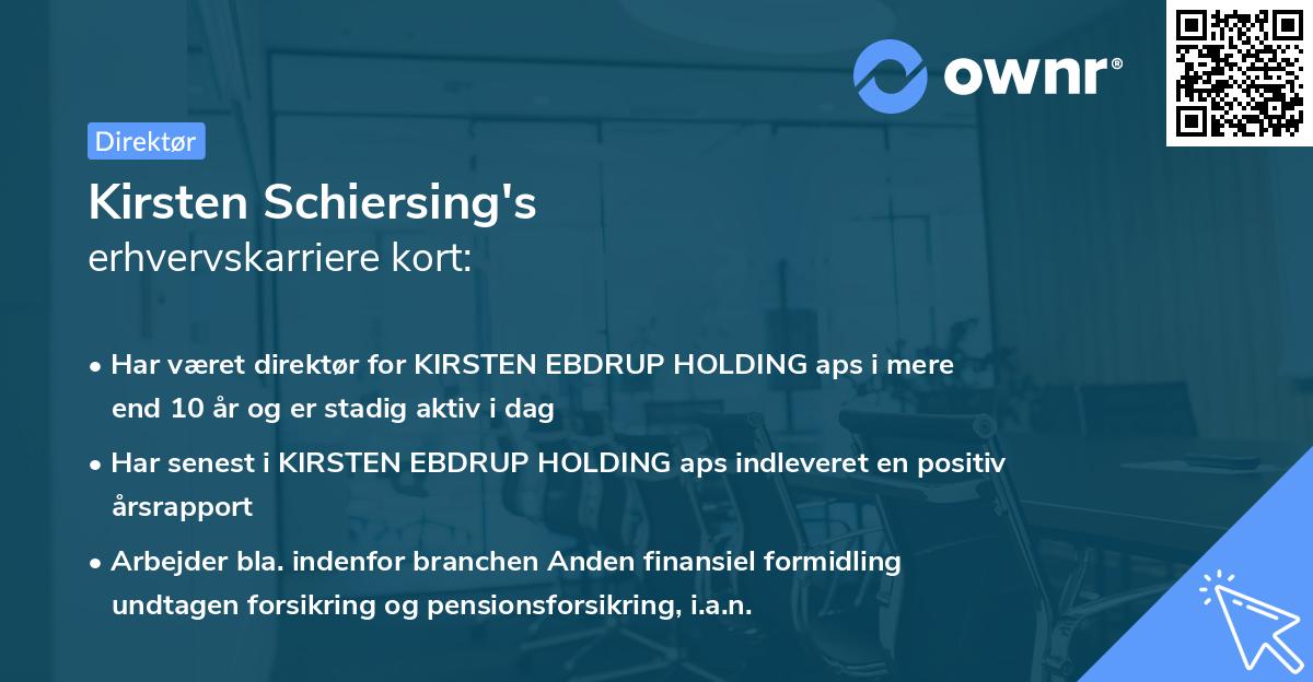 Kirsten Schiersing's erhvervskarriere kort