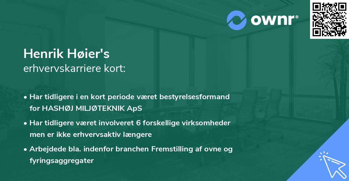 Henrik Høier's erhvervskarriere kort