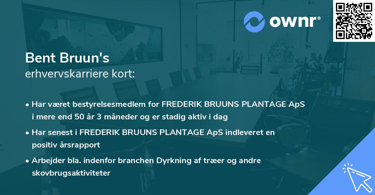 Bent Bruun's erhvervskarriere kort