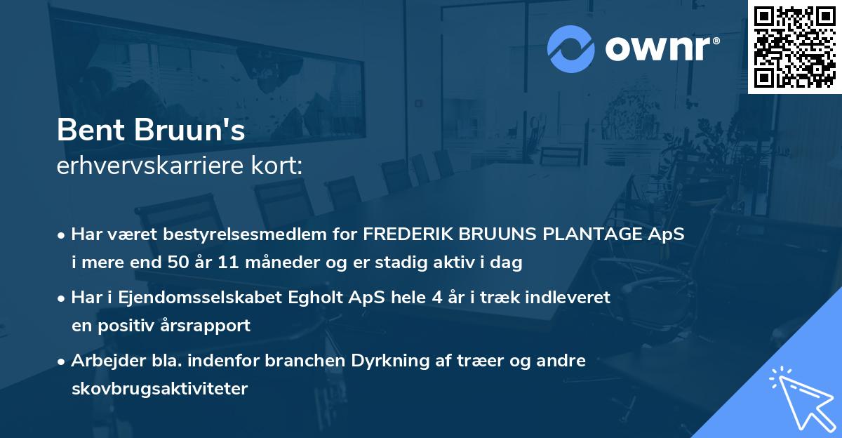 Bent Bruun's erhvervskarriere kort