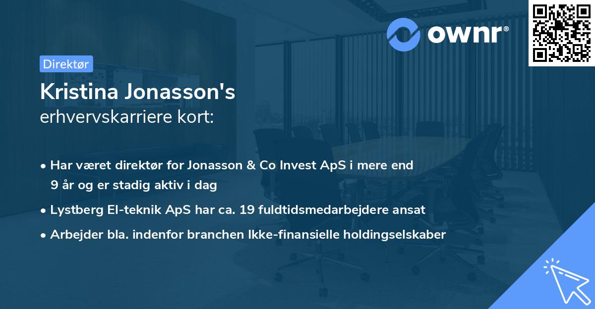 Kristina Jonasson's erhvervskarriere kort
