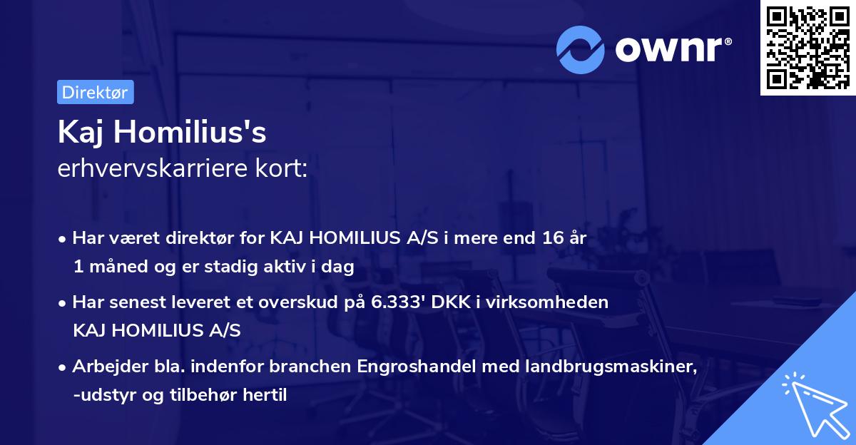 Kaj Homilius's erhvervskarriere kort