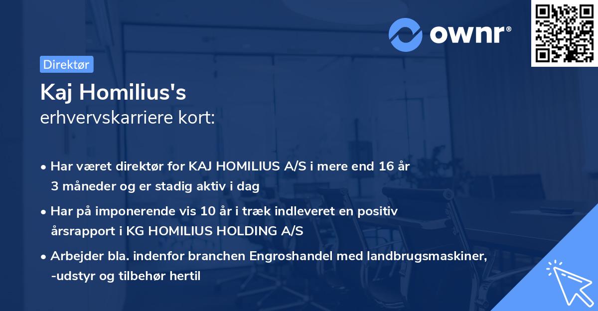 Kaj Homilius's erhvervskarriere kort
