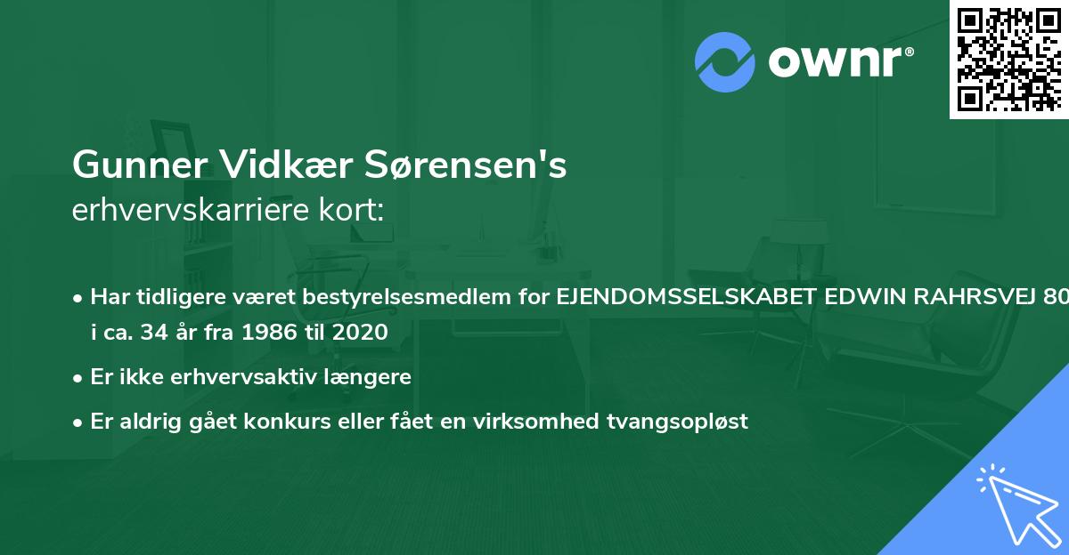 Gunner Vidkær Sørensen's erhvervskarriere kort