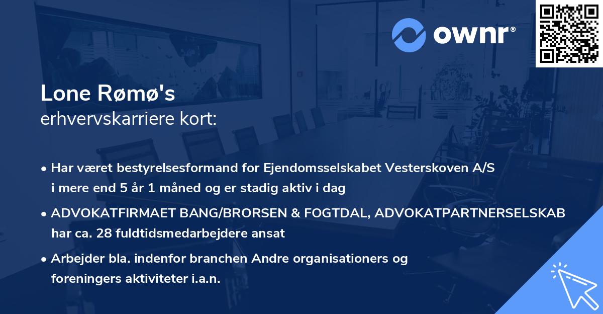 Lone Rømø's erhvervskarriere kort