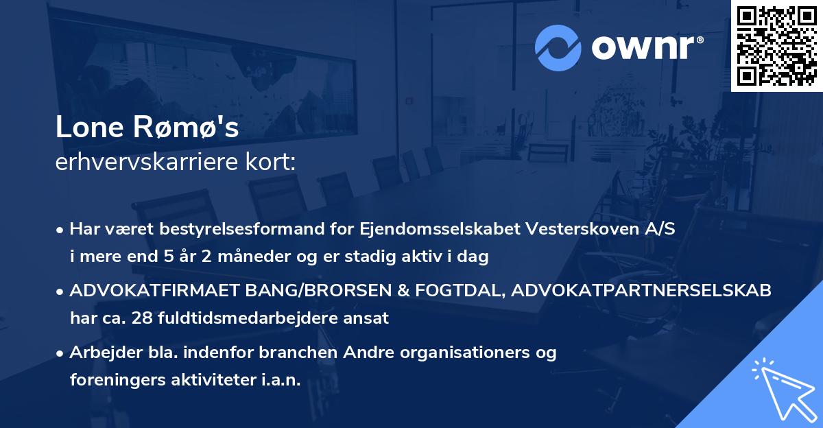 Lone Rømø's erhvervskarriere kort