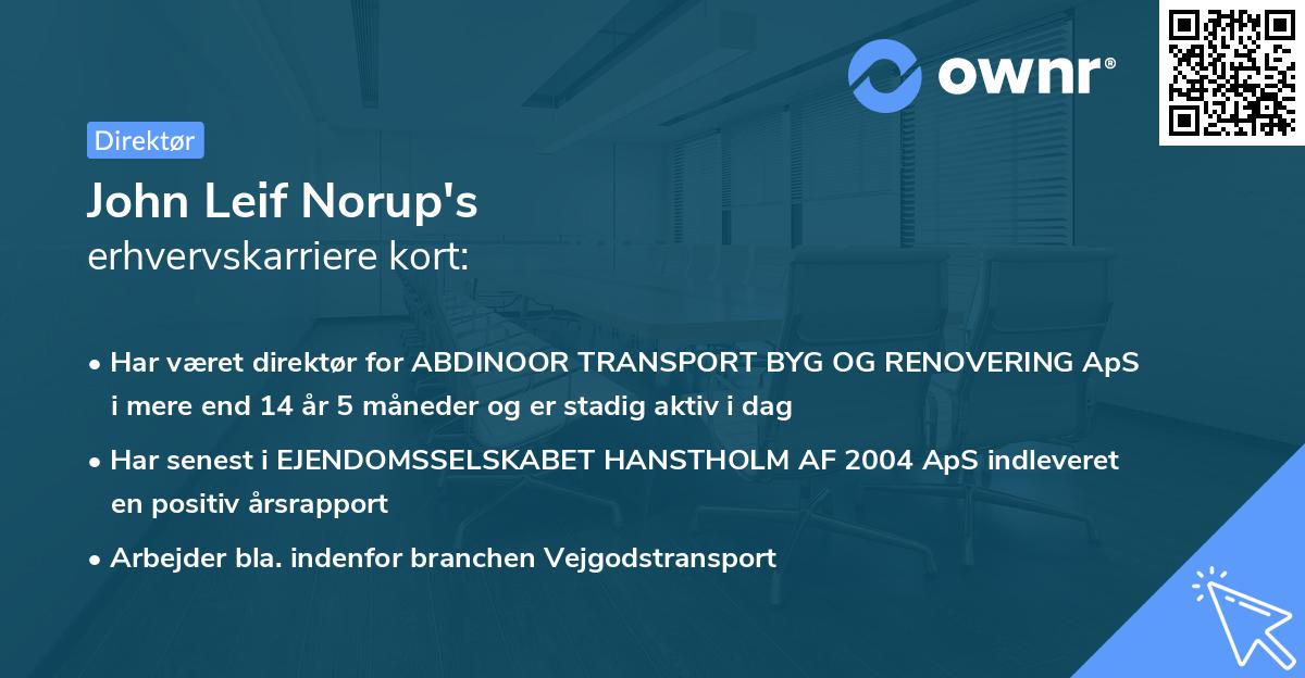 John Leif Norup's erhvervskarriere kort