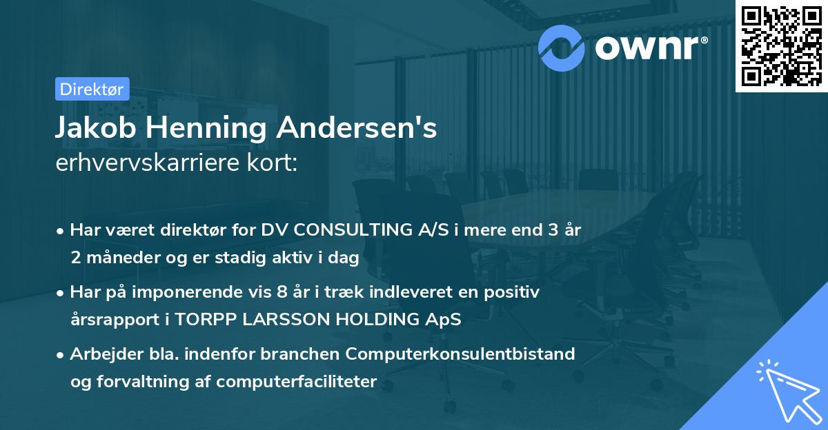 Jakob Henning Andersen's erhvervskarriere kort