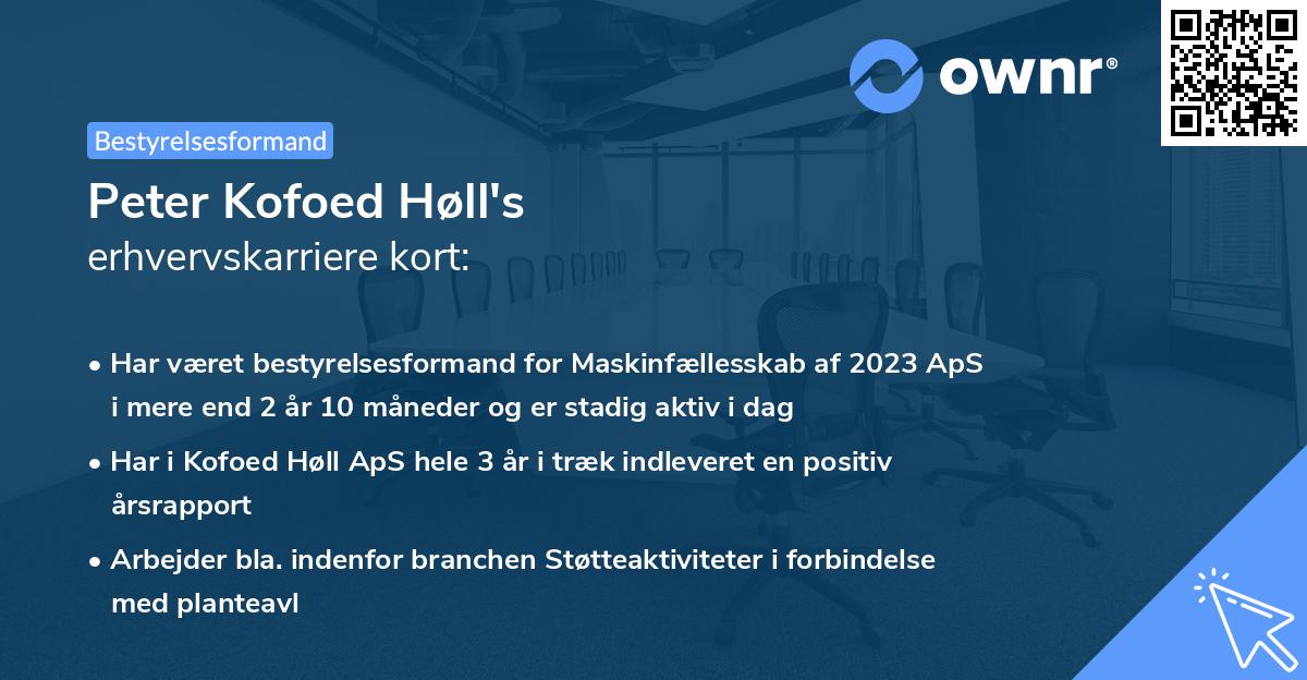 Peter Kofoed Høll's erhvervskarriere kort