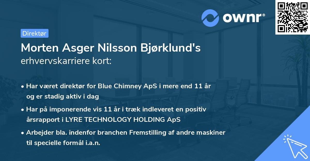 Morten Asger Nilsson Bjørklund's erhvervskarriere kort