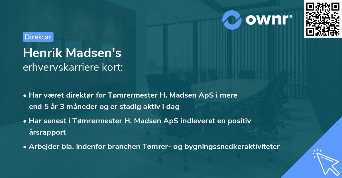 Henrik Madsen's erhvervskarriere kort