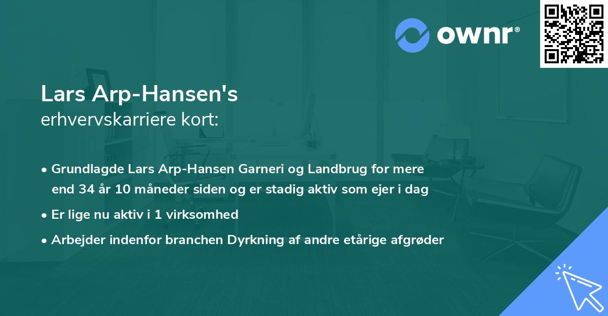 Lars Arp-Hansen's erhvervskarriere kort