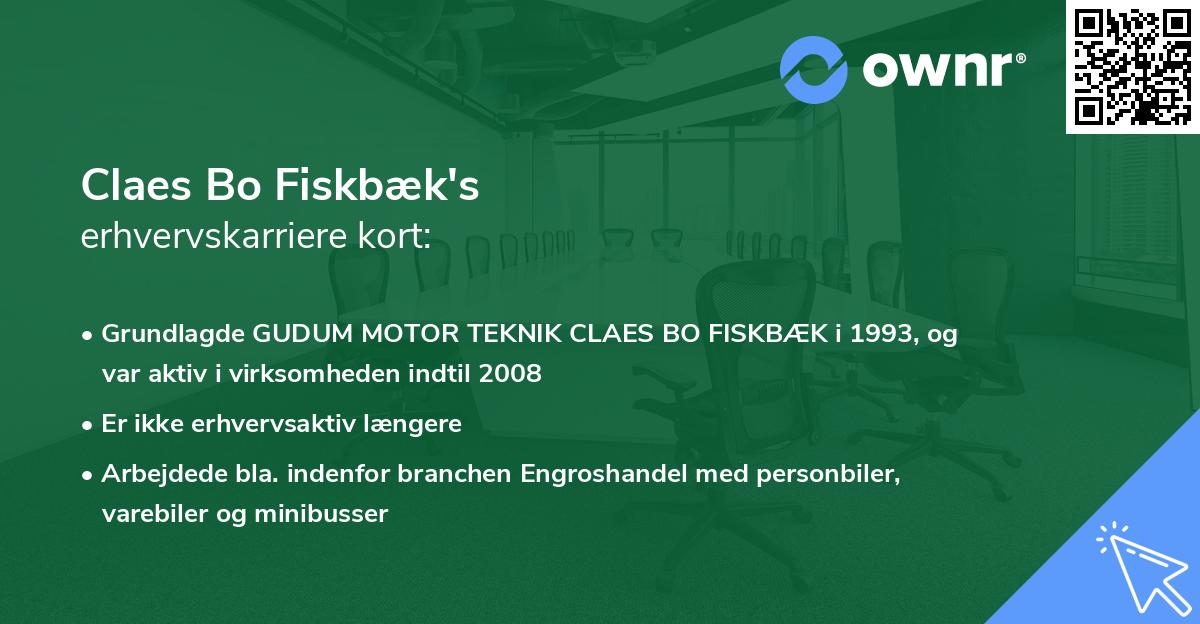 Claes Bo Fiskbæk's erhvervskarriere kort