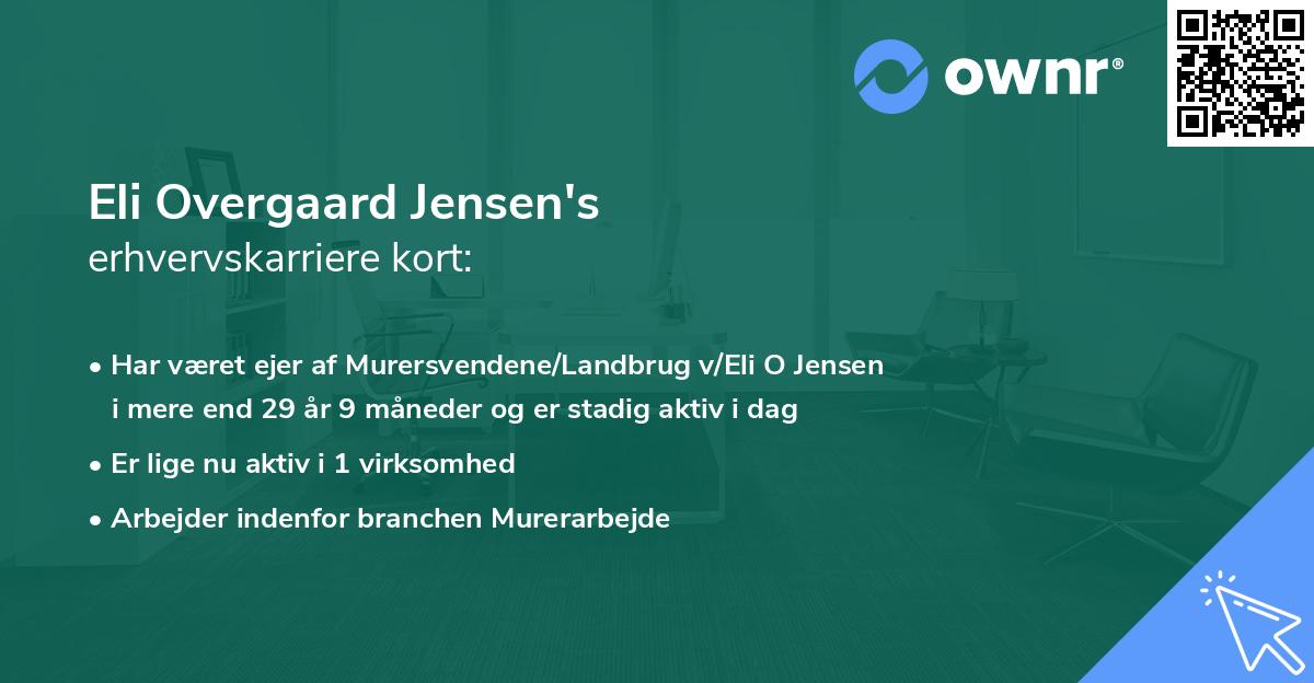 Eli Overgaard Jensen's erhvervskarriere kort
