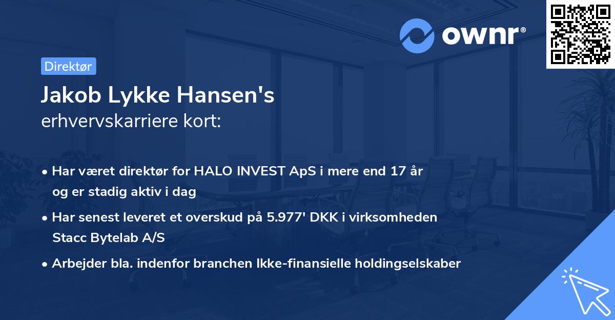 Jakob Lykke Hansen's erhvervskarriere kort