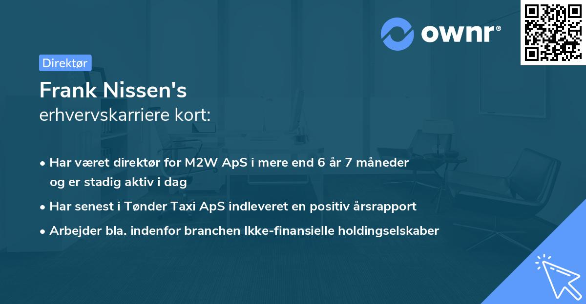 Frank Nissen's erhvervskarriere kort