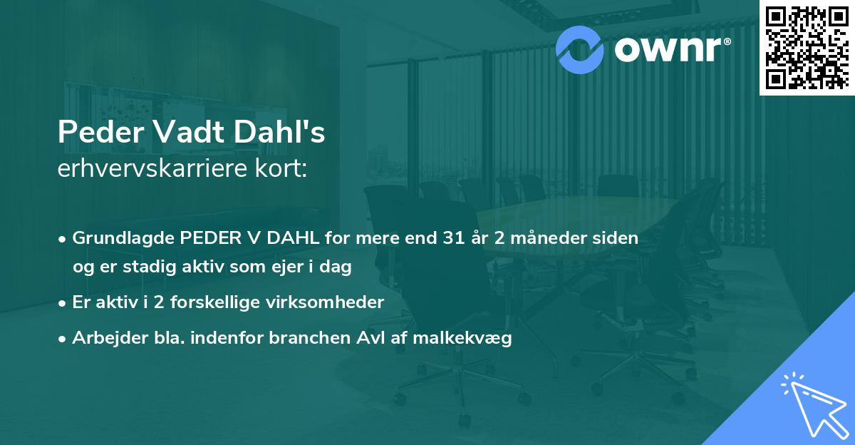 Peder Vadt Dahl's erhvervskarriere kort