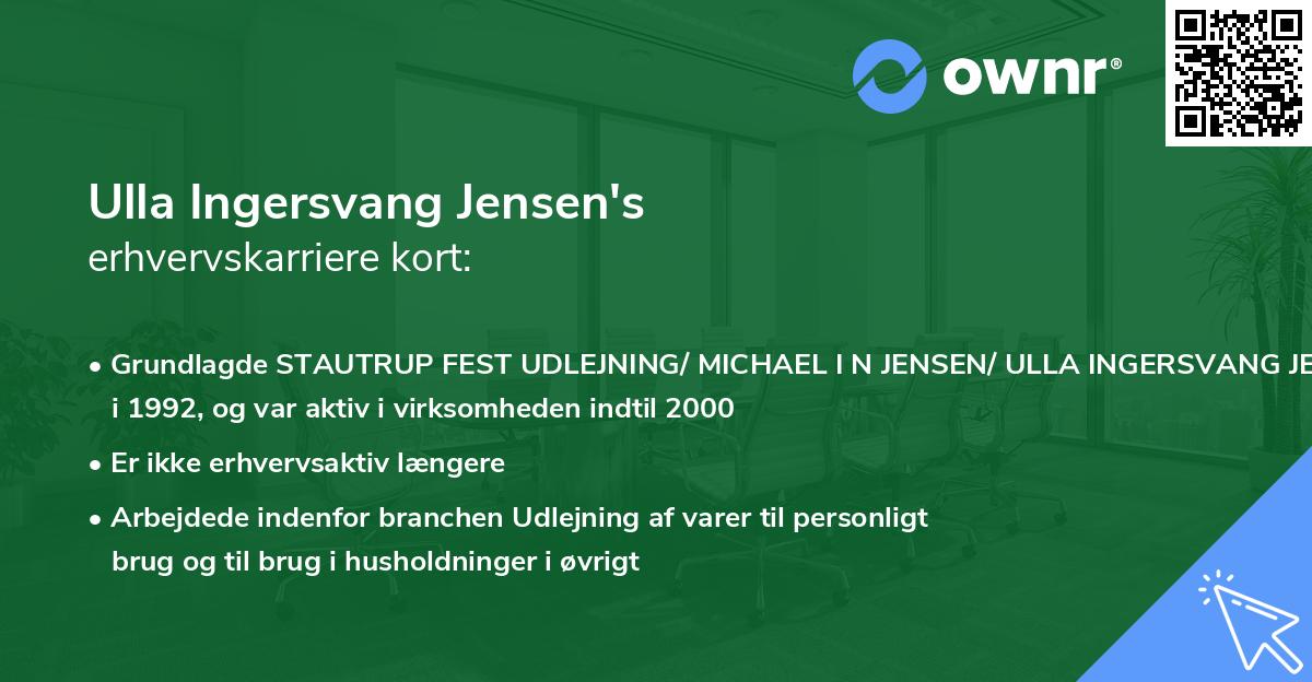 Ulla Ingersvang Jensen's erhvervskarriere kort