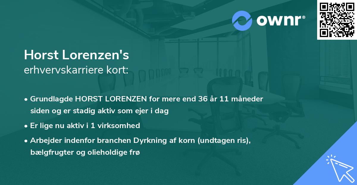 Horst Lorenzen's erhvervskarriere kort