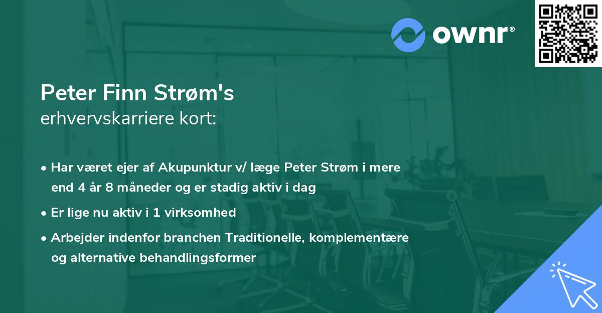 Peter Finn Strøm's erhvervskarriere kort