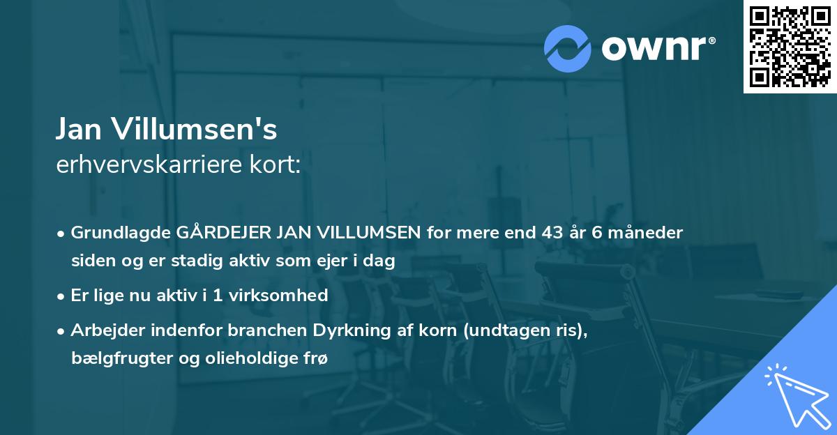 Jan Villumsen's erhvervskarriere kort