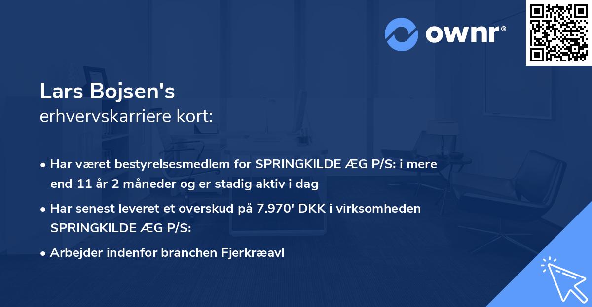 Lars Bojsen's erhvervskarriere kort