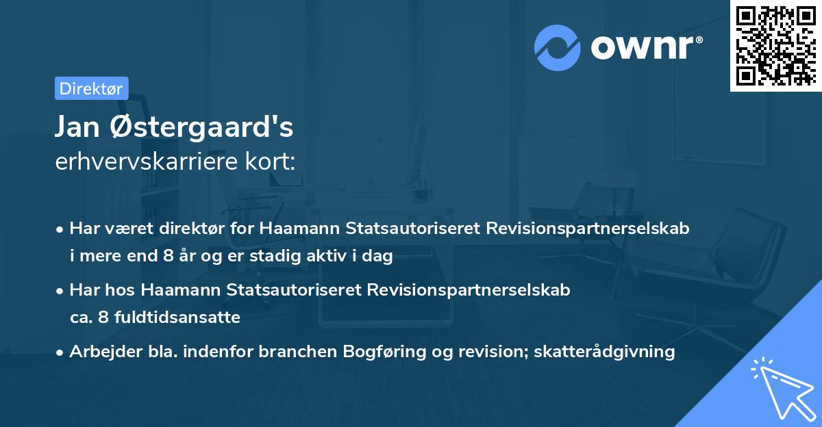 Jan Østergaard's erhvervskarriere kort