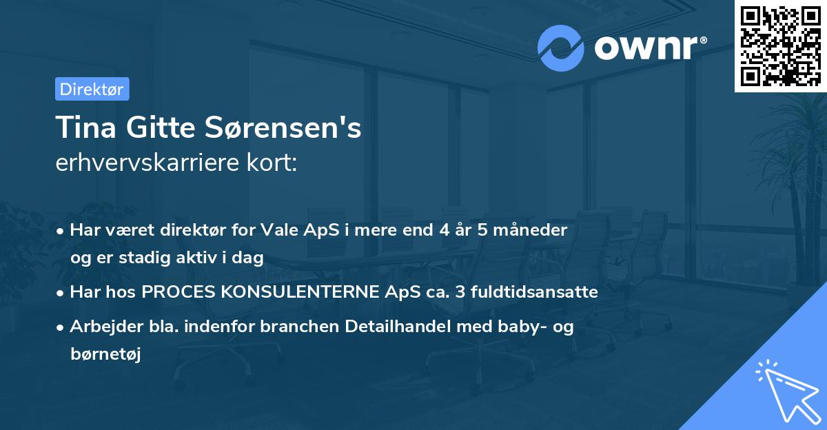 Tina Gitte Sørensen's erhvervskarriere kort