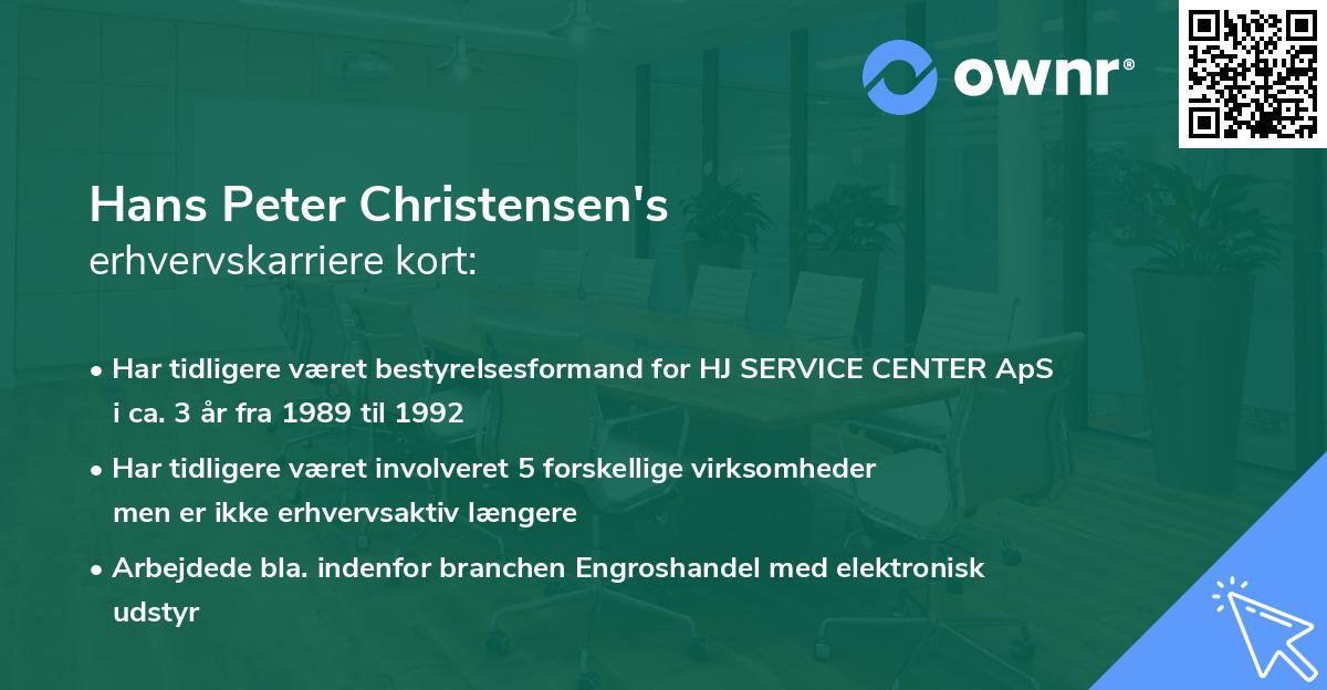 Hans Peter Christensen's erhvervskarriere kort