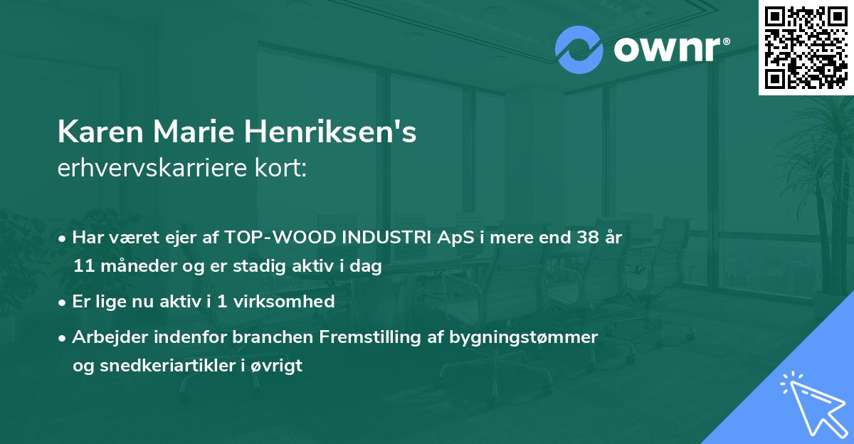 Karen Marie Henriksen's erhvervskarriere kort