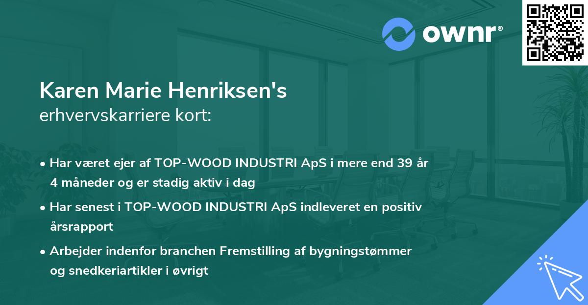 Karen Marie Henriksen's erhvervskarriere kort