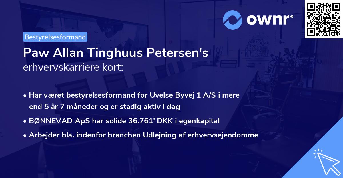 Paw Allan Tinghuus Petersen's erhvervskarriere kort