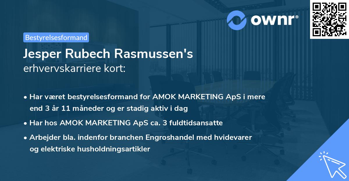Jesper Rubech Rasmussen's erhvervskarriere kort