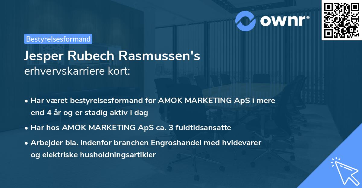 Jesper Rubech Rasmussen's erhvervskarriere kort