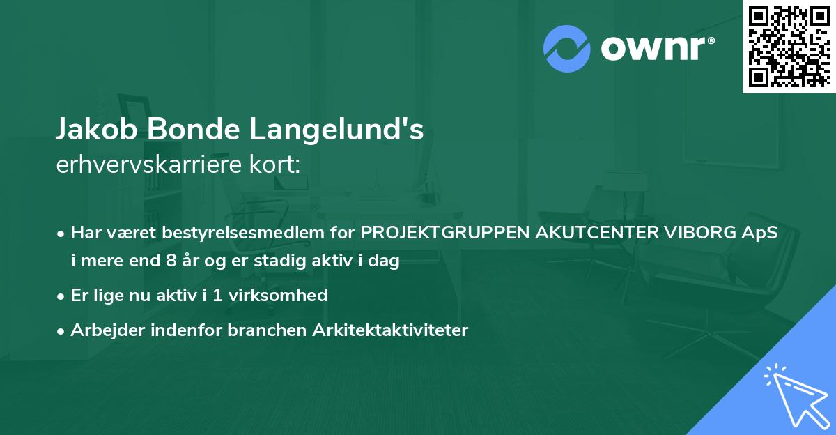 Jakob Bonde Langelund's erhvervskarriere kort