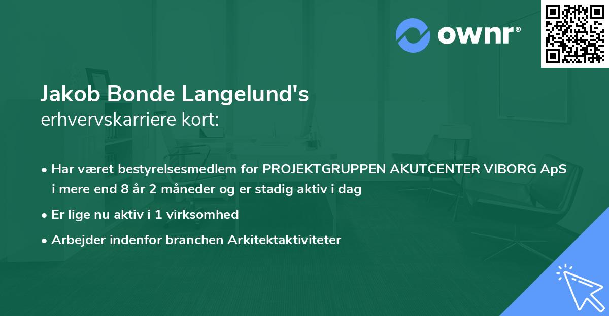 Jakob Bonde Langelund's erhvervskarriere kort