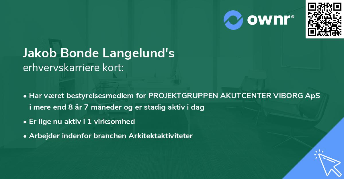 Jakob Bonde Langelund's erhvervskarriere kort