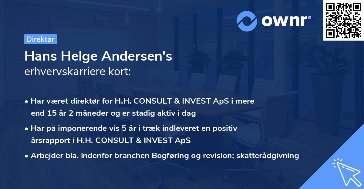 Hans Helge Andersen's erhvervskarriere kort