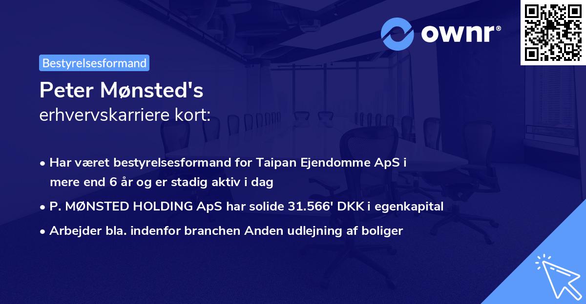 Peter Mønsted's erhvervskarriere kort