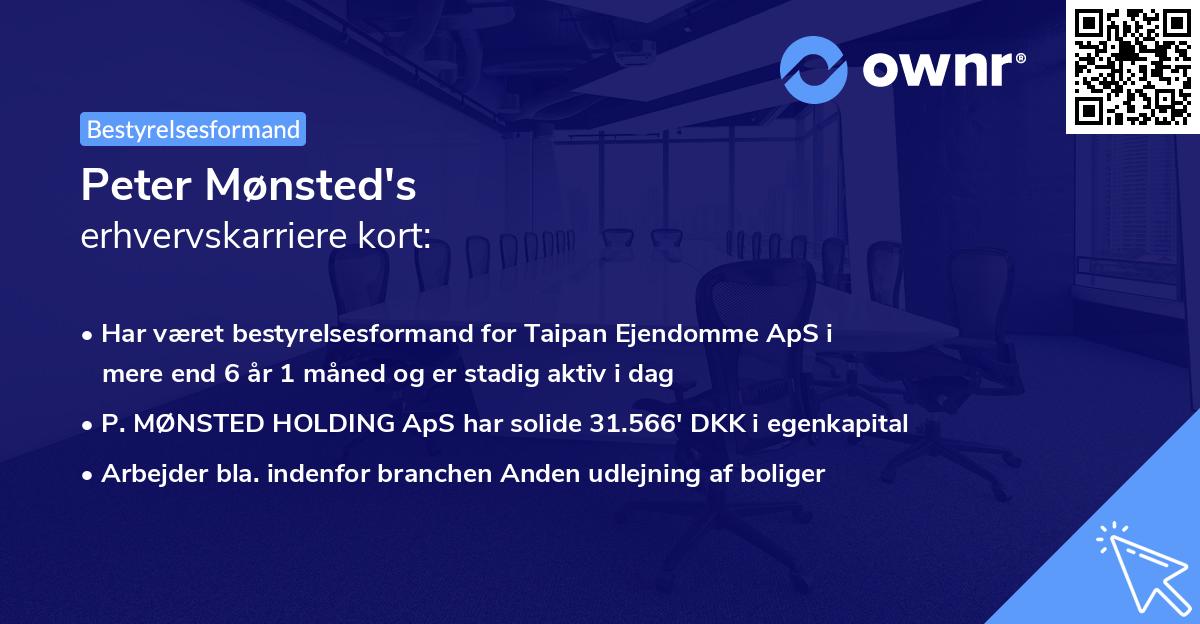 Peter Mønsted's erhvervskarriere kort
