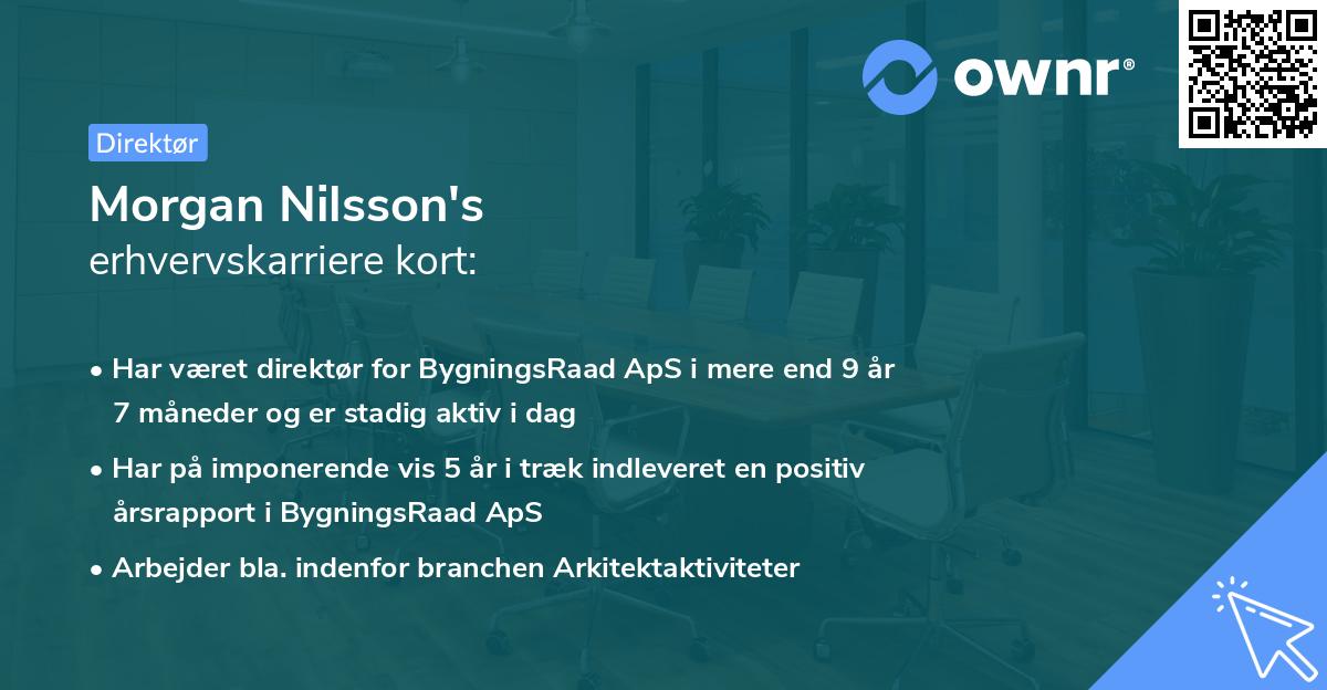 Morgan Nilsson's erhvervskarriere kort