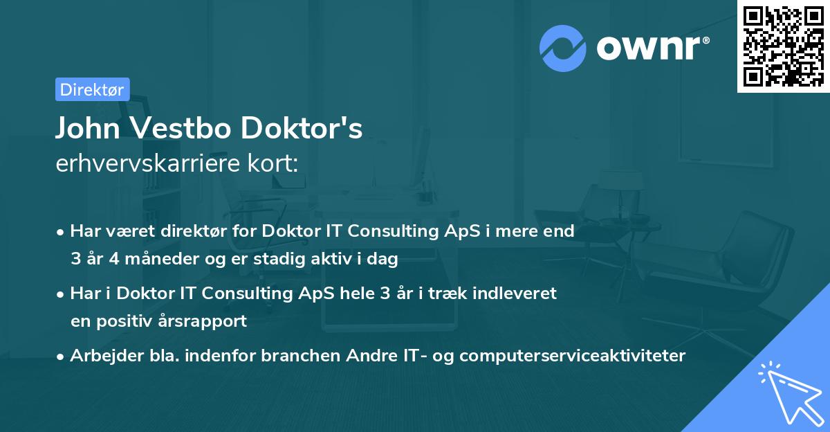 John Vestbo Doktor's erhvervskarriere kort
