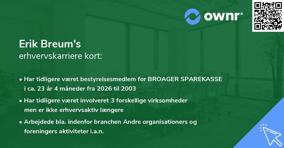 Erik Breum's erhvervskarriere kort