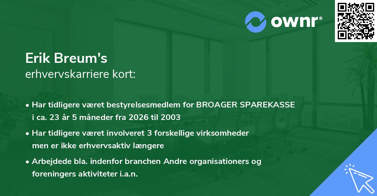 Erik Breum's erhvervskarriere kort